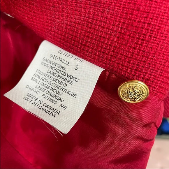 Vintage Wool Red Vest with Tartan Back Gold Button - Picture 7 of 7